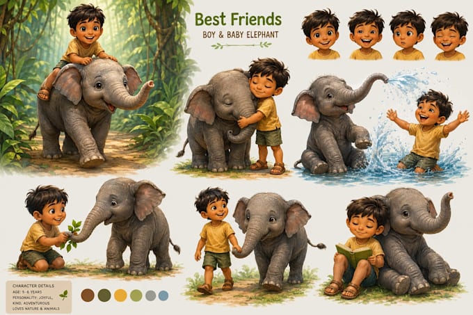 ai children book illustrations with consistent characters
