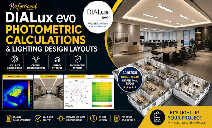 create dialux evo photometric calculations and lighting design layouts