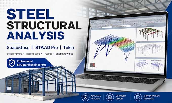 design steel structures in spacegass staad pro and tekla
