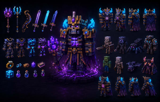 create custom minecraft 3d models, blockbench, animations, textures and rigging