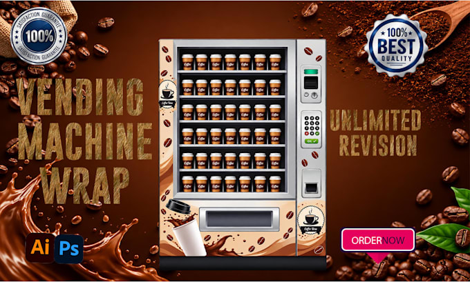 design eye catching vending machine, atm machine wrap design and mockup