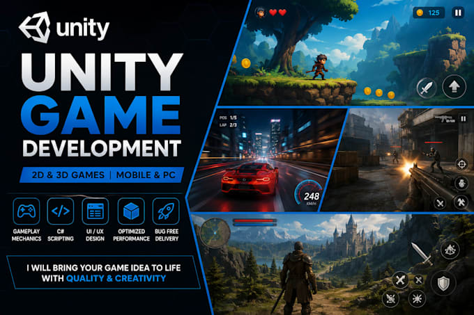 develop unity 2d game, unity 3d game, unity game development