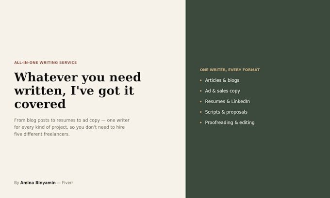 write articles, resumes, ads, linkedin posts and any content you need