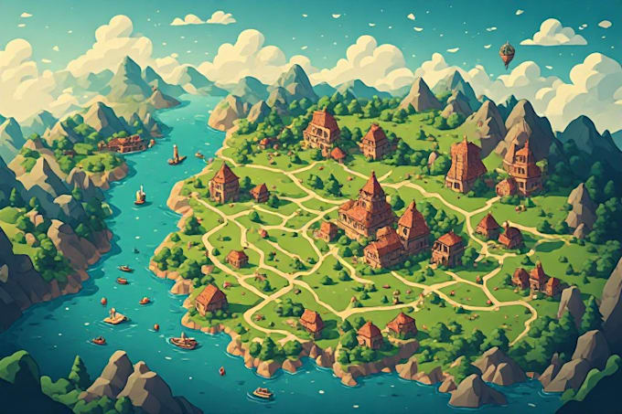 create event, tourist, and fantasy map illustration