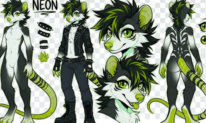 create a custom furry reference sheet and character design