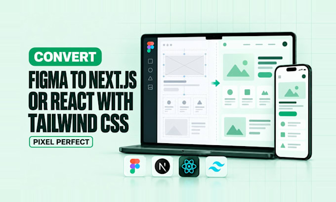 convert figma to responsive next js or react with tailwind CSS pixel perfect