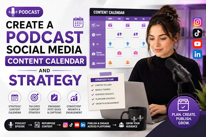create a podcast social media content calendar and strategy