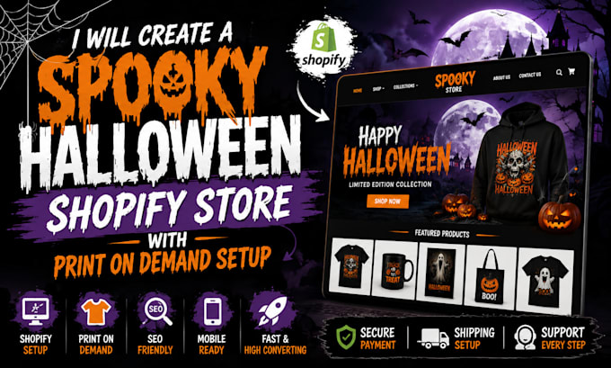 create a halloween shopify store with print on demand