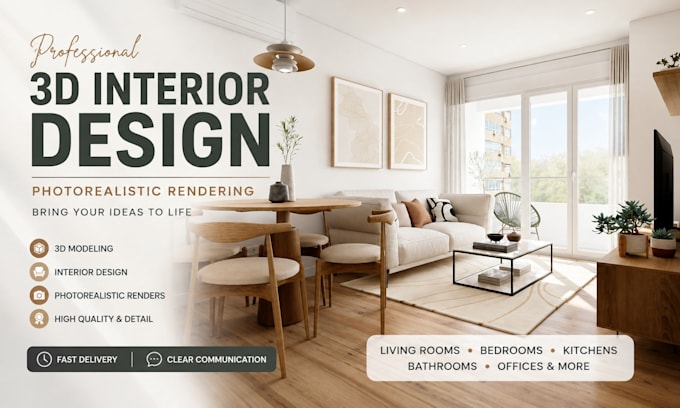 create photorealistic 3d interior design for your home