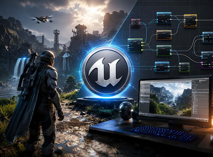 develop unreal engine 5 game ue5 blueprint gameplay mechanics and multiplayer