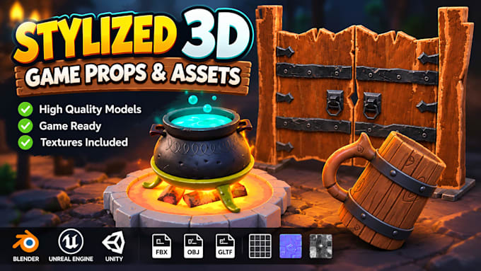 create stylized 3d game props and assets for your game