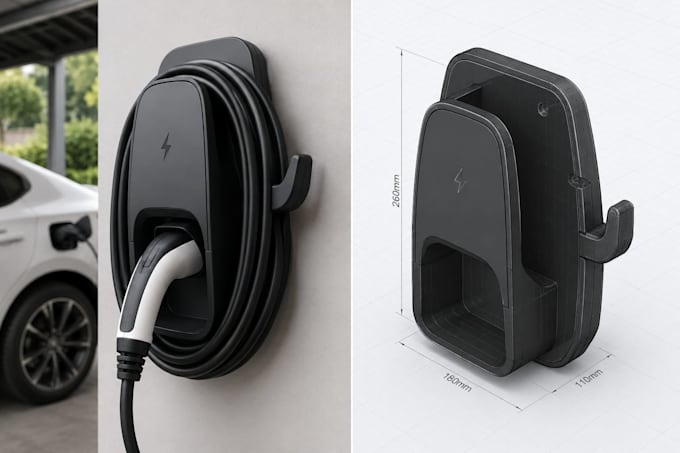 design a functional and manufacturable ev charging cable organizer