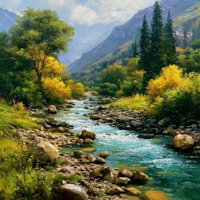 paint a custom landscape oil painting on canvas