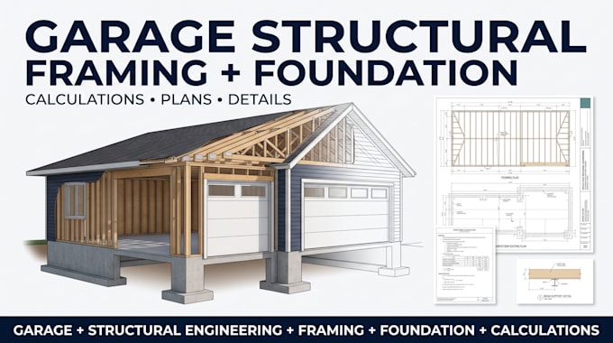 do garage structural calculations, framing and foundation plans