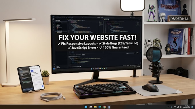 fix HTML CSS tailwind and javascript bugs