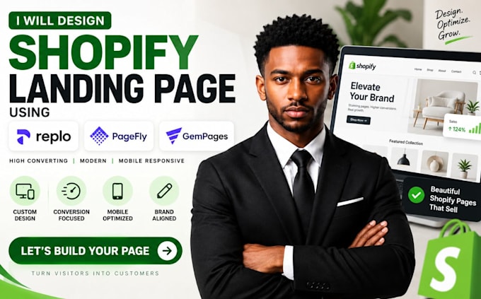 design shopify landing page using replo pagefly gempages