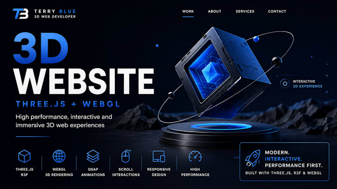 develop high performance 3d website with threejs, r3f and webgl animations