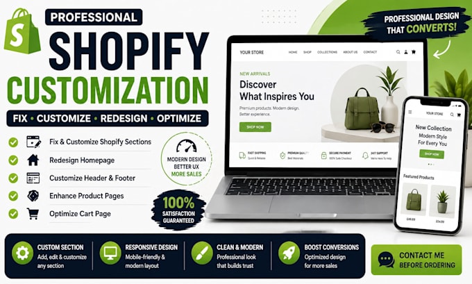 fix and customize shopify sections, redesign homepage,
