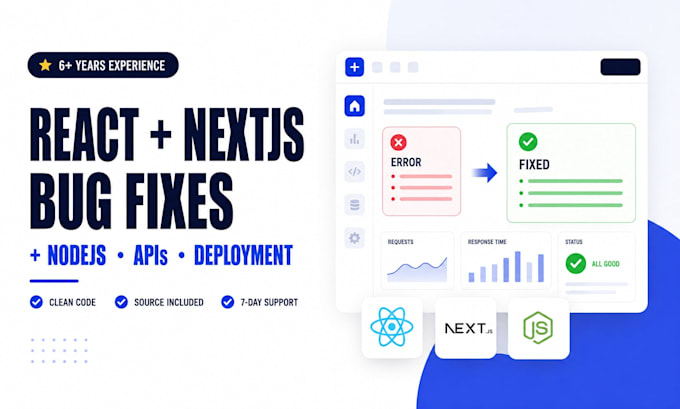fix bugs in your react nextjs or nodejs web app