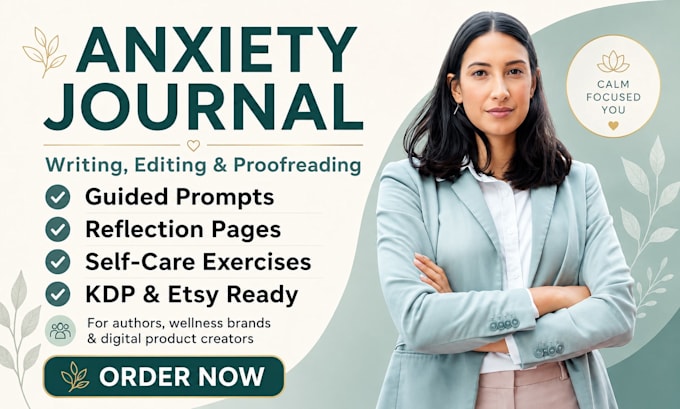 write, edit and proofread anxiety journals for amazon KDP and etsy