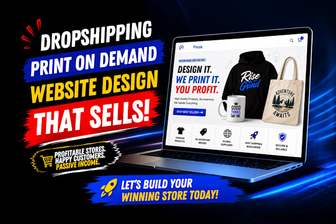 build shopify store dropshipping, print on demand store pod website, shopify pod