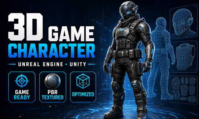 create 3d game character models for unreal engine and unity