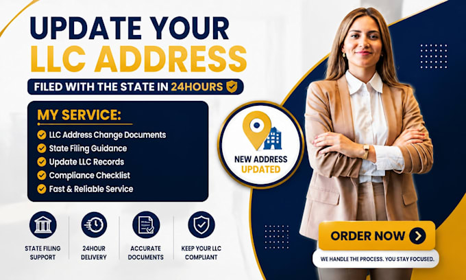 file your llc address change with the state in 24hours