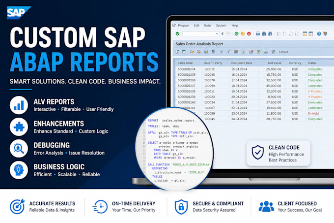 custom sap abap reports, cds views, odata and fiori apps