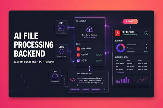 do ai file processing tool custom function calling PDF report generation backend