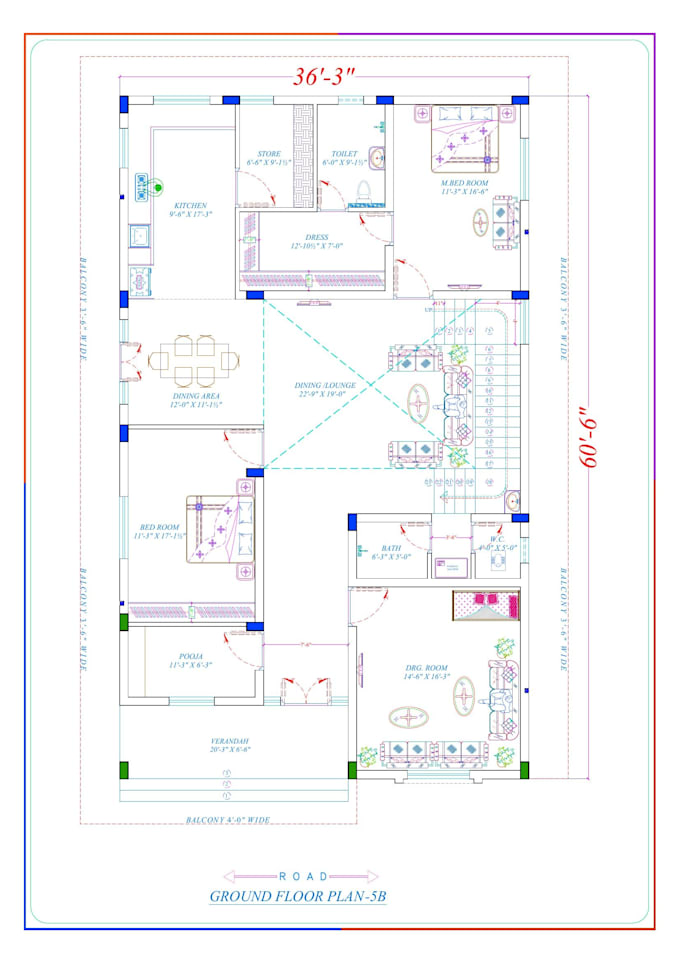 create a professional 2d house floor plan in autocad