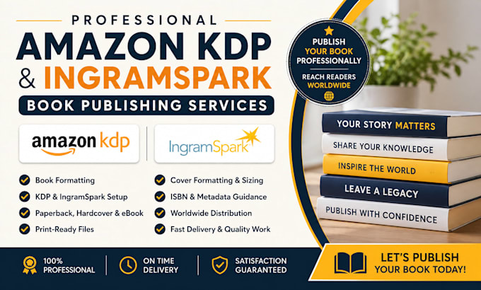 publish and format your book for amazon KDP and ingramspark
