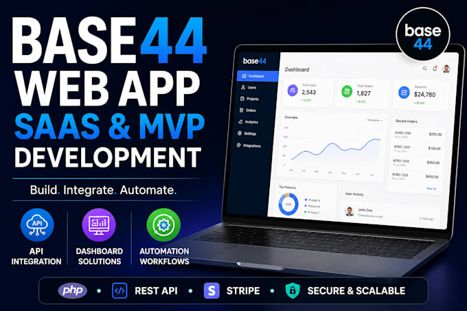 build base44 web app, saas mvp and API integrations