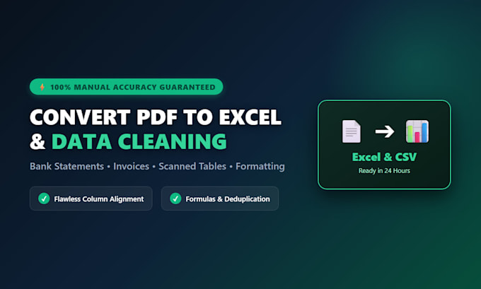 convert PDF to excel, clean messy data and format spreadsheets