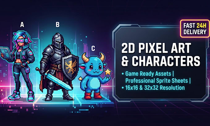 create pixel art game assets and animation