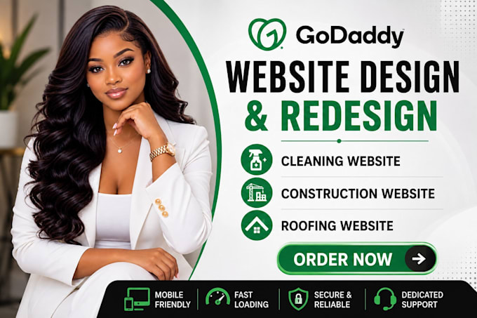 design or redesign godaddy cleaning, construction and roofing website