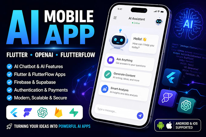 develop an ai mobile app using flutter, flutterflow and openai