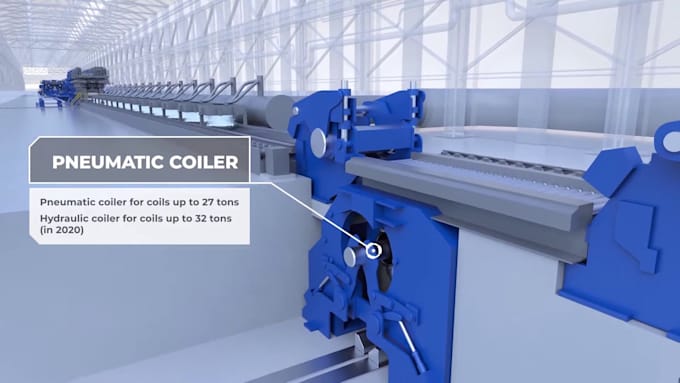 create 3d industrial machinery manufacturing process and technical animation