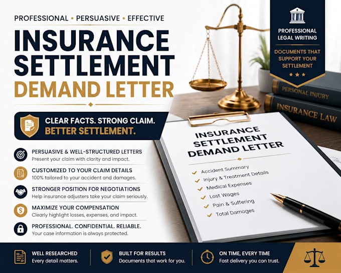 write a professional insurance settlement demand letter
