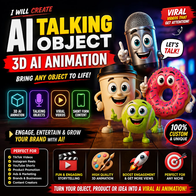 create viral 3d ai talking object ai talking head, fruit, tiktok, youtube shorts