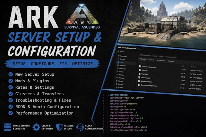 setup configure fix or optimize your ark survival ascended server