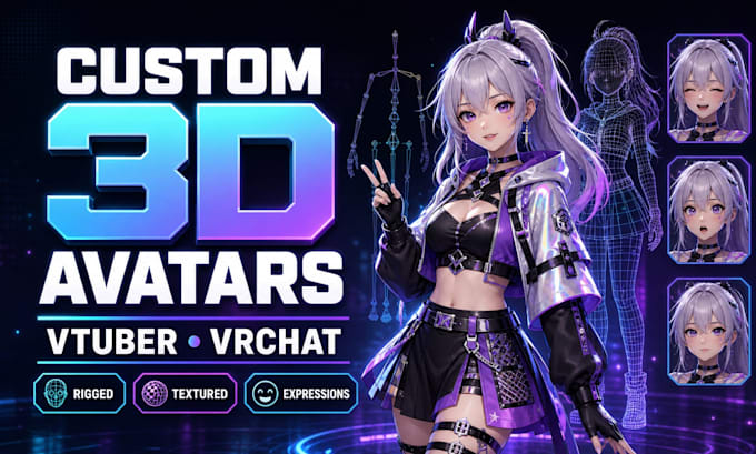 create custom 3d vtuber and vrchat avatars with rigging and texturing