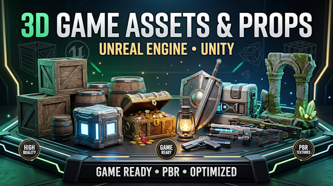 create custom 3d game props and assets for unity or unreal engine