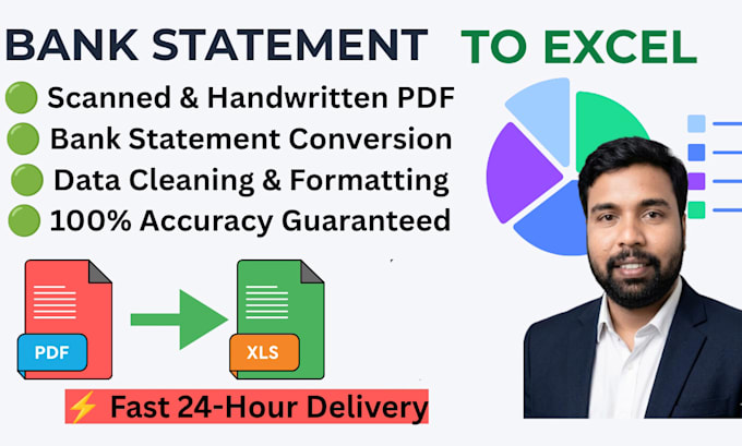 convert bank statement to excel, pdf to excel, and data entry