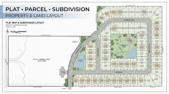 design professional plat map, property map, parcel map, subdivision land layout