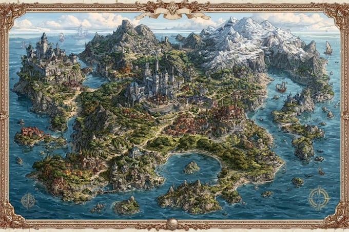 fantasy map illustration vector event map design tourist map