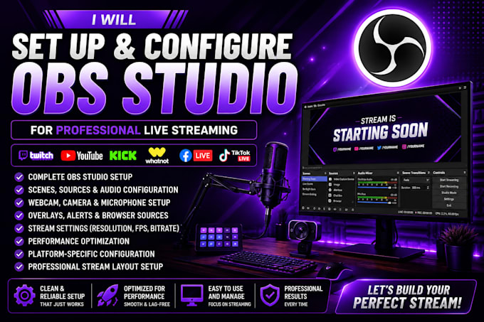 set up and configure obs studio for professional live streaming