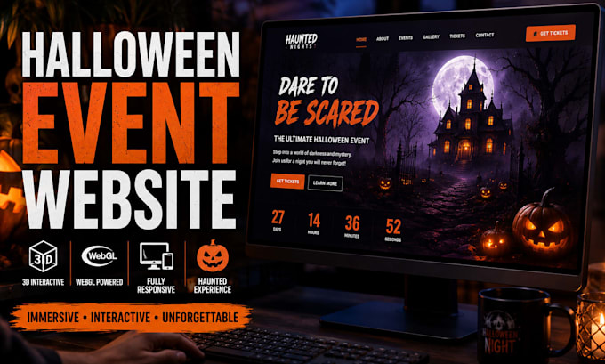 build halloween event website landing page 3d interactive custom web design