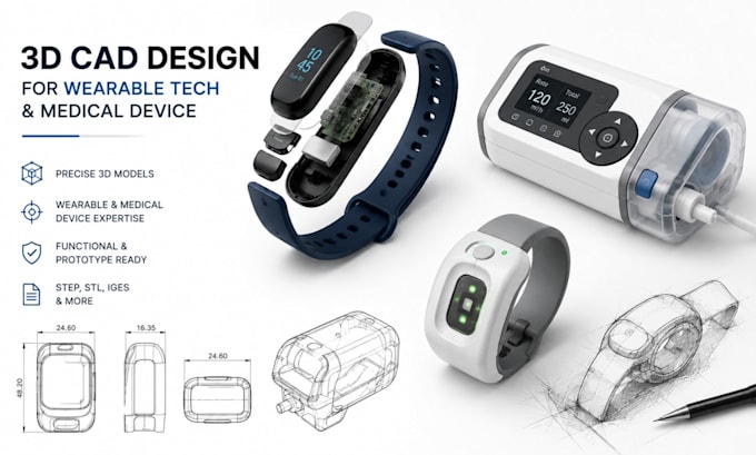 do 3d cad design for wearable tech and medical device