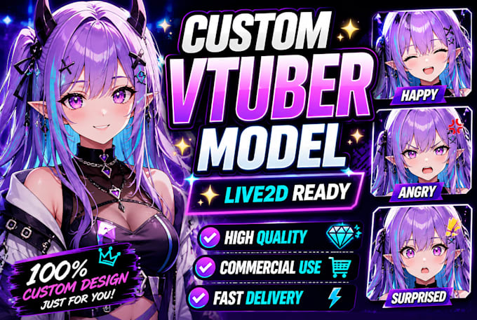 design and rig high quality live 2d vtuber model, 2d vtuber model, vtuber model