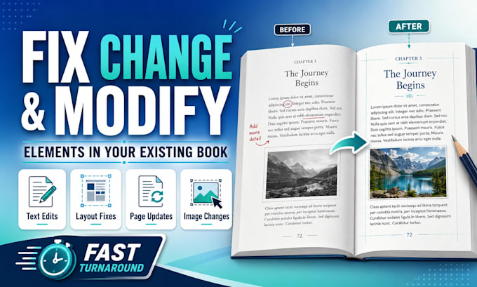 fix change and modify elements in your existing book